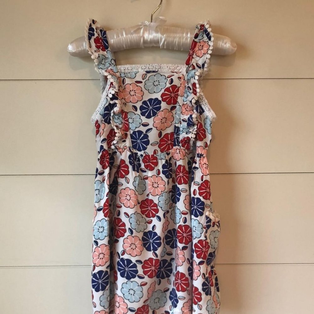Genuine Kids (OshKosh) Red, White, and Blue Floral Dress Girls 4T